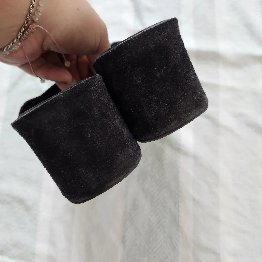 Vintage Black Velvet Suede Slide Platform Sandals